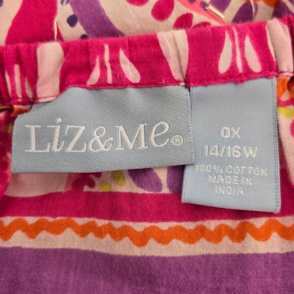 Liz & Me Womens Boho Maxi Skirt Elastic Waist Pink Purple 14/16W - Picture 8 of 9